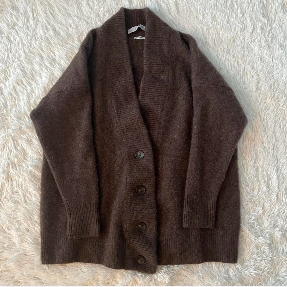 Zara Knit 100% Cashmere Cardigan Chocolate Brown SZ M EUC